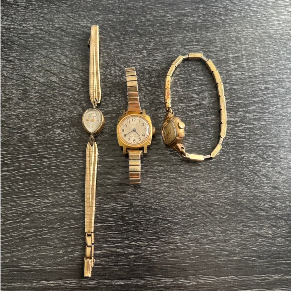Lot of 3 VTG Womens Wristwatches Helbros Timex Waltham 2 Gold Filled UNtested - Picture 1 of 9
